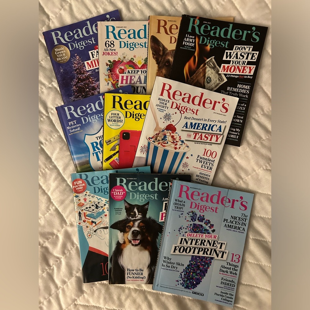 10 Reader's Digest magazines.  Year: 2021